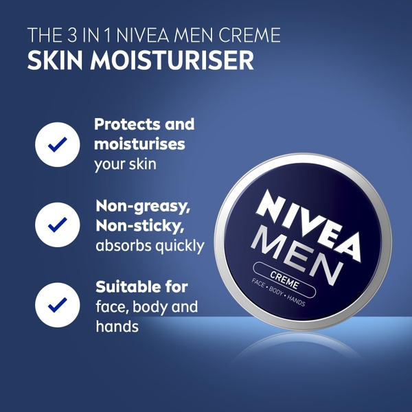 Kem dưỡng ẩm toàn thân nam không nhờn, hấp thu nhanh NIVEA MEN - Crème Moisturiser Aloe Vera Vitamin E 150ml