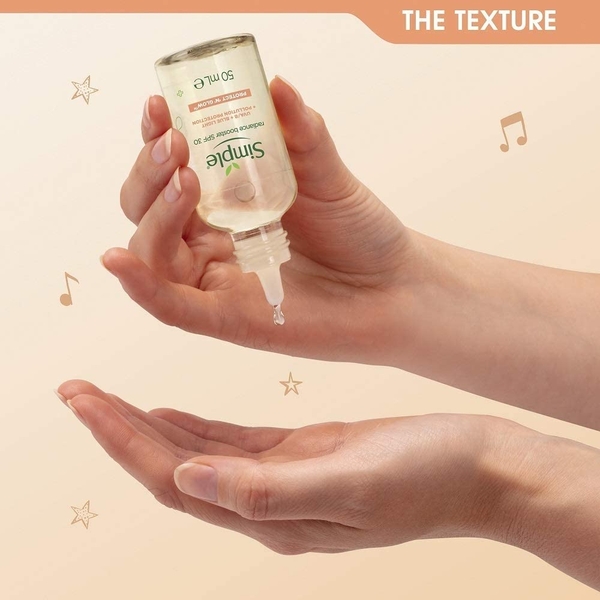 Tinh chất chống nắng, chống oxy hóa cho da rạng rỡ Simple Protect 'N' Glow Radiance Booster SPF 30 Glowing Skin Invisible Sun Protection 50 ml