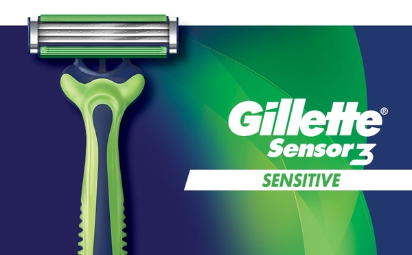 Dao cạo râu da nhạy cảm Gillette Sensor3 Sensitive Men's Disposable Razor 12 lưỡi