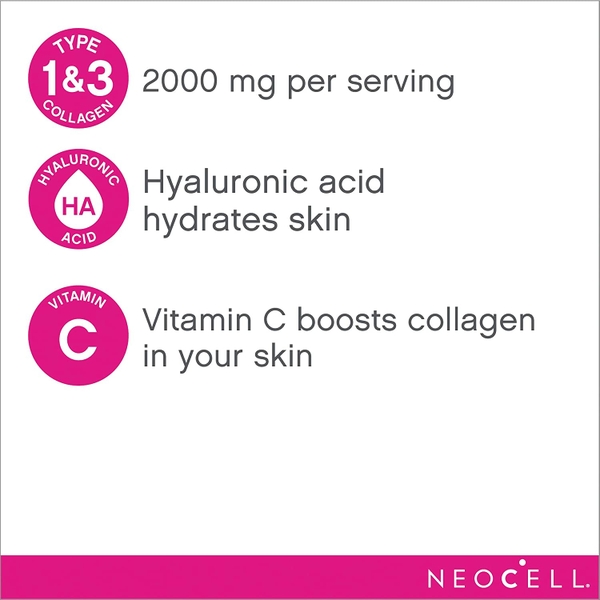 Viên nhai tăng cường collagen cho sức khỏe NeoCell Beauty Bursts 2,000mg Collagen Types 1 & 3, Hyaluronic Acid, Vitamin C, 60 viên
