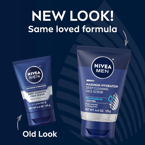 Sữa rửa mặt tẩy da chết dưỡng ẩm tối đa cho nam NIVEA MEN Maximum Hydration Deep Cleaning Face Scrub With Aloe Vera 118ml