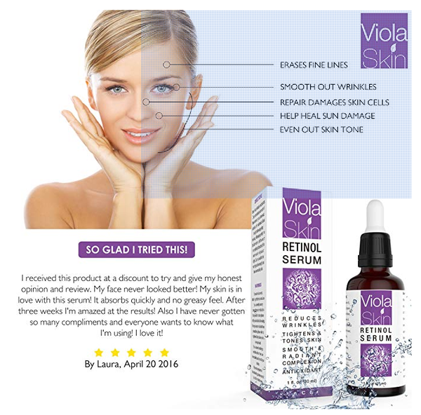 Serum cao cấp Viola Skin Retinol Hyaluronic Acid & Vitamin E dưỡng ẩm và sáng cho da nhạy cảm 30ml