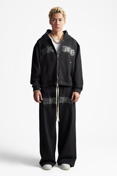 RICHNESS CHARMING DIAMOND BOXY DOUBLE ZIP HOODIE