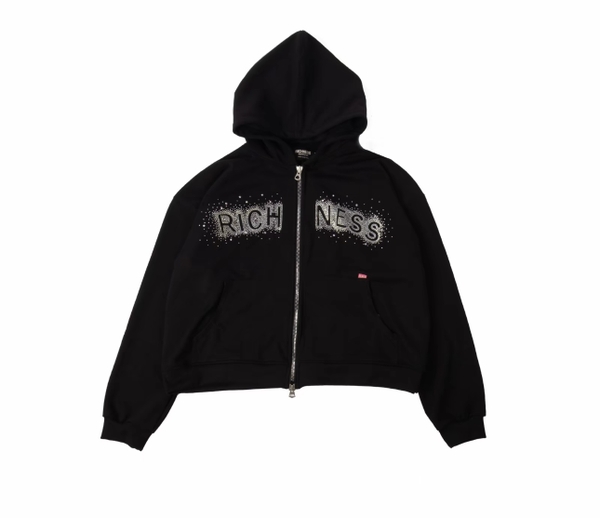 RICHNESS CHARMING DIAMOND BOXY DOUBLE ZIP HOODIE