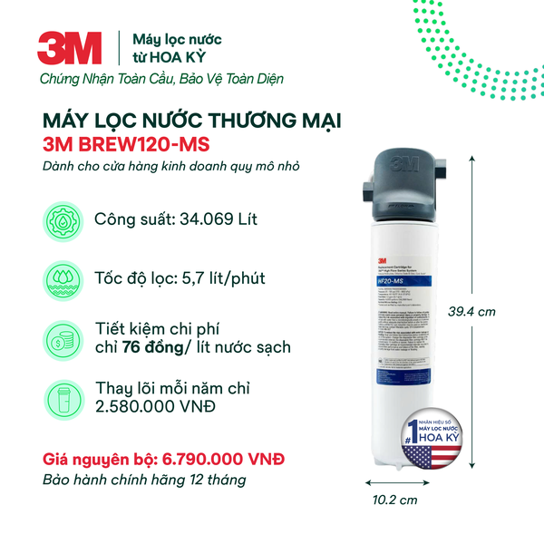 Máy Lọc Nước 3M BREW120-MS (Không Kèm Vòi)