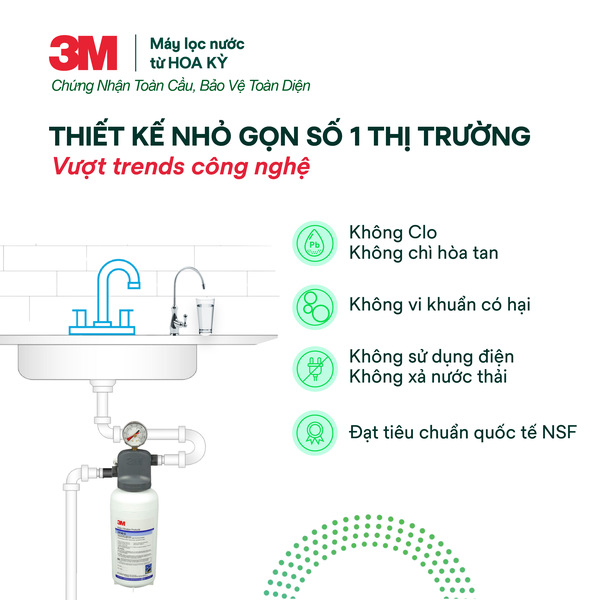 Máy Lọc Nước Lắp Dưới Bồn Rửa 3M ICE140-S Kèm Vòi 3M