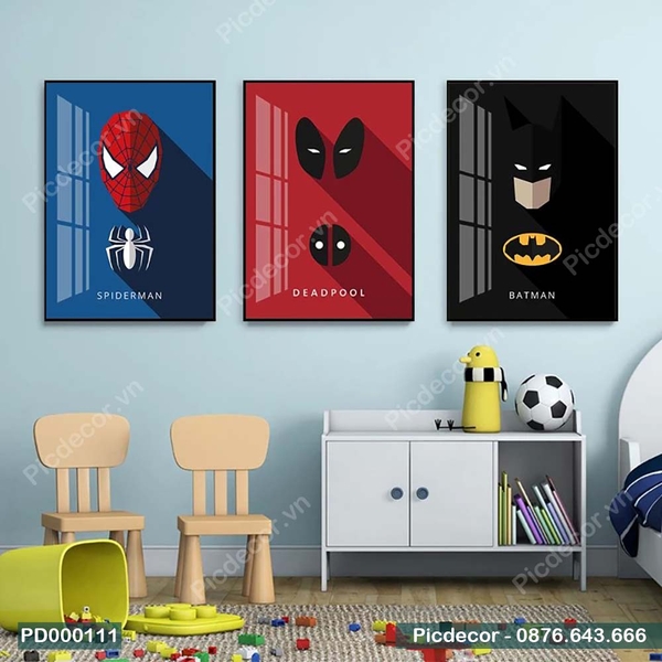 Bộ 3 Tranh Spiderman Batman Deadpool