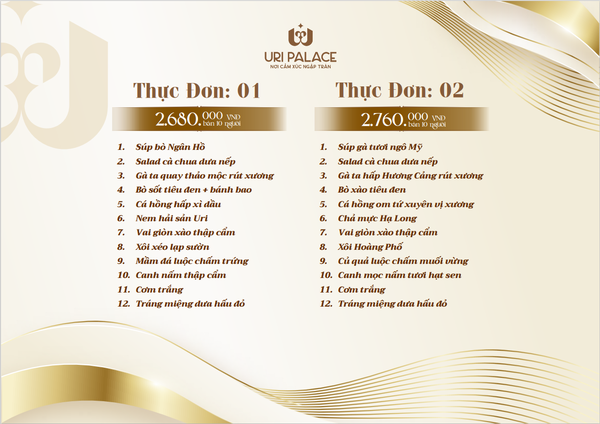 SET THỰC ĐƠN MẪU 1