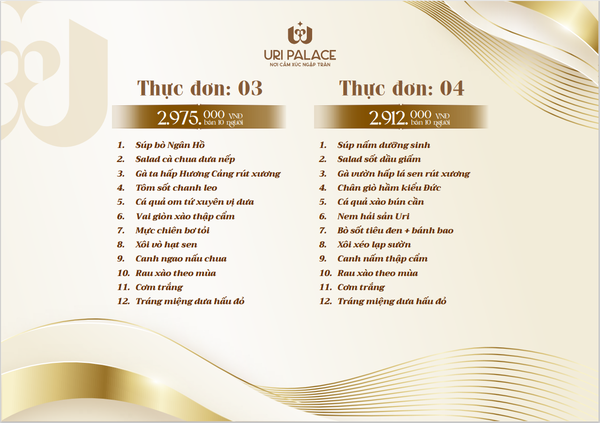 SET THỰC ĐƠN MẪU 2