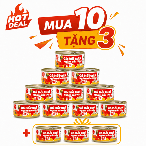[MUA 10 TẶNG 3] 10 Cá Hồi Ngâm Dầu Oliu 165g - Tặng 3 Cá hồi Ngâm Dầu Oliu 165g