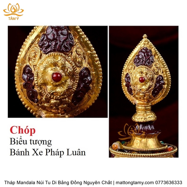 Tháp Madala - Núi Tu Di, Bằng Đồng Nguyên Chất, vật phẩm phong thủy mạnh khỏe phúc lộc trường thọ hạnh phúc