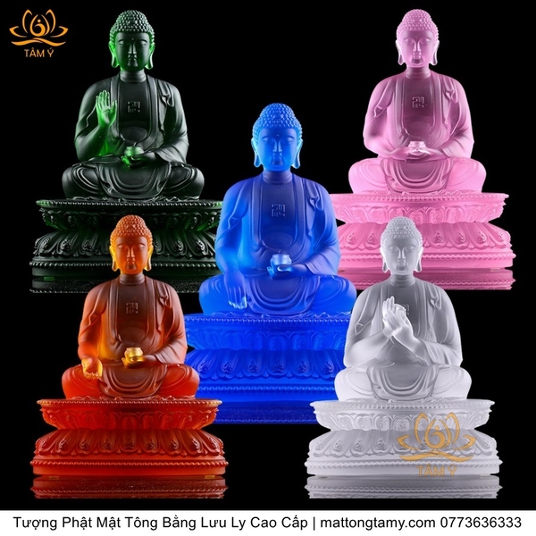 Bộ 5 Tượng Ngũ Trí Như Lai Bằng Lưu Ly Cao Cấp xịn đẹp bền rẻ mới