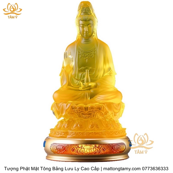 Tượng Phật Quan Âm Bồ Tát Bằng Lưu Ly Cao Cấp vật phẩm phong thủy may mắn vật phẩm phong thủy