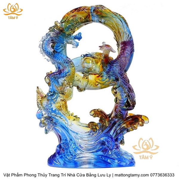 quà tặng ý nghĩa quà tặng sang trọngTượng Long Phụng Sum Vầy Bằng Lưu Ly