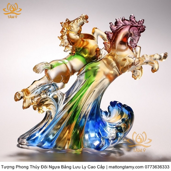 Tượng Trang Trí Nhà Cửa Hình Song Mã Bằng Lưu Ly hà nội tp hồ chí minh chất lượng cao mật tông