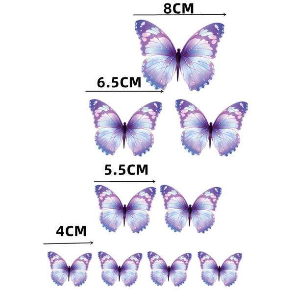 10 set bướm giấy mẫu mới (10 bướm/set)-màu TÍM HỒNG ĐẬM.