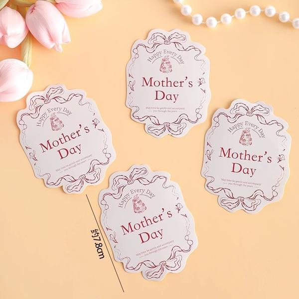Set 60 bảng giấy hoạ tiết hoa hình OVAL mix 2 mẫu -  HAPPY MOTHER'S DAY.