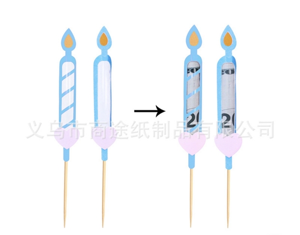 CAM-5 Set 2 cây nến đặt tiền-xanh (XẢ KHO).