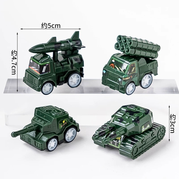 Set 4 xe QUÂN ĐỘI (xe tăng) - size  nhỏ, màu xanh đậm.