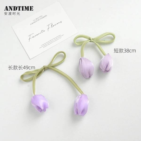 Nơ lụa hoa tuylip (kích thước to -45cm)-TÍM.