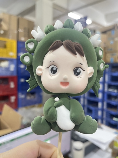 Tượng đất nặn - rồng chibi XANH.