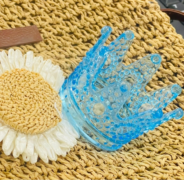 Vương miện trong suốt size nhỏ (5.8x5.5x7.5cm)-XANH.