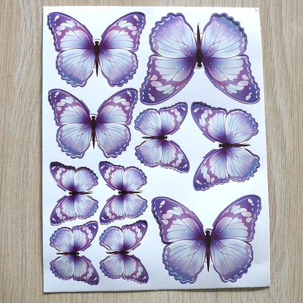 10 set bướm giấy mẫu mới (10 bướm/set)-màu TÍM HỒNG ĐẬM.