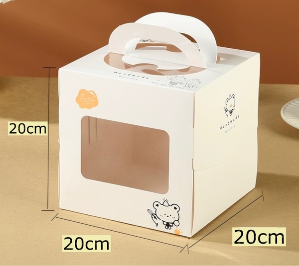 Set 50 hộp giấy cửa sổ - gấu đầu bếp trắng size 20x20x20cm (KÈM ĐẾ).