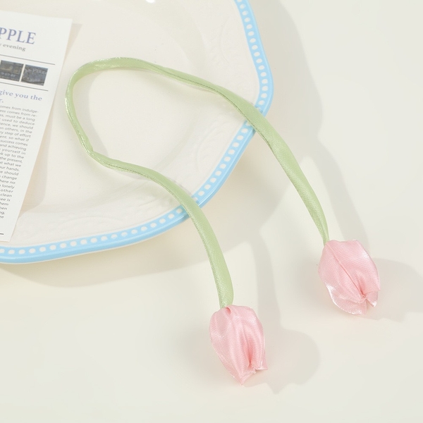 Nơ lụa hoa tuylip (kích thước to -45cm)-HỒNG PHẤN.