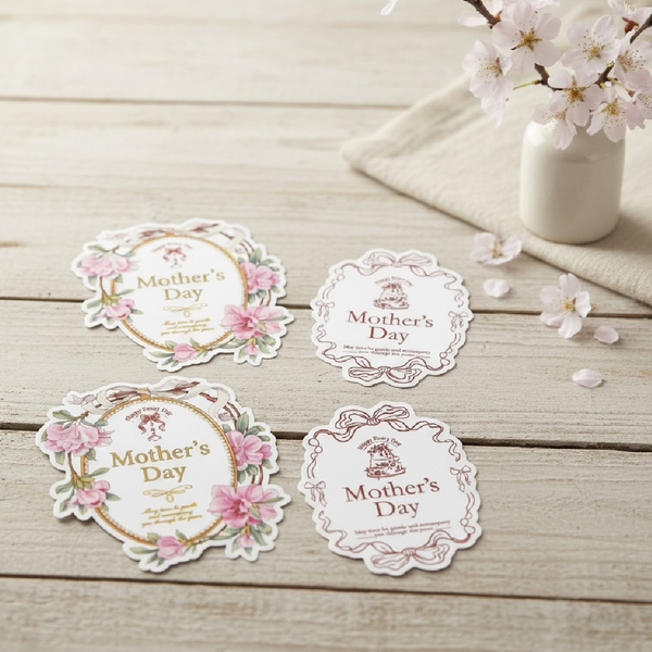 Set 60 bảng giấy hoạ tiết hoa hình OVAL mix 2 mẫu -  HAPPY MOTHER'S DAY.