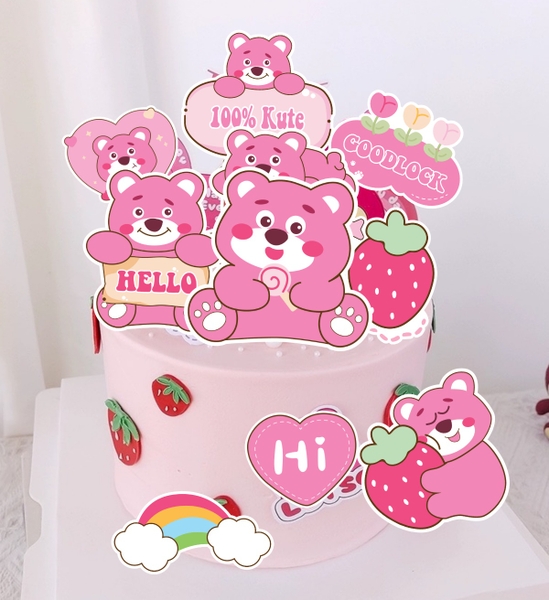 Combo 2 set giấy - gấu dâu (lotso) mẫu mới có chữ 100% kute.