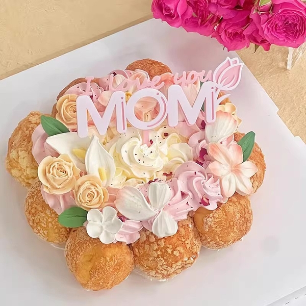 Set 10 mica MOM I love you 2 lớp HỒNG TRẮNG.