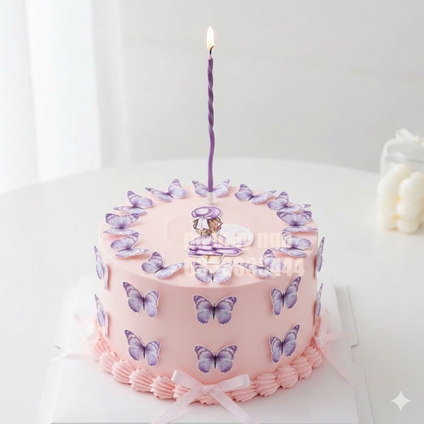 10 set giấy -  cô gái đội mũ màu tím và bướm giấy màu tím.