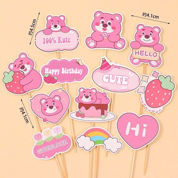 Combo 2 set giấy - gấu dâu (lotso) mẫu mới có chữ 100% kute.