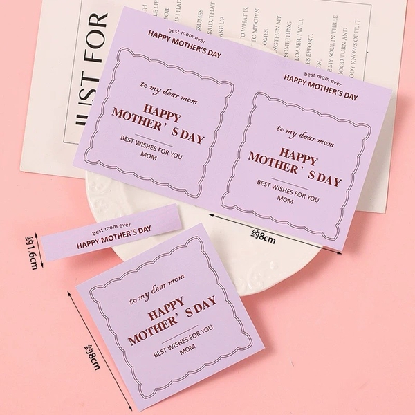 Set 50 bảng giấy vuông HAPPY MOTHER'S DAY  kt 8cmx8cm-MÀU TÍM.