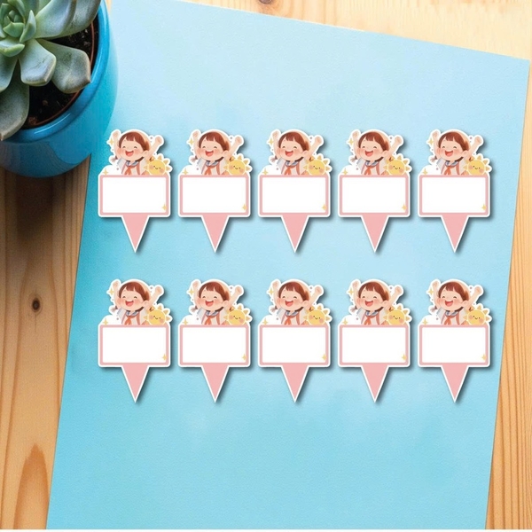 Set 50 thẻ giấy có chân cắm-bé GÁI mặt trời.