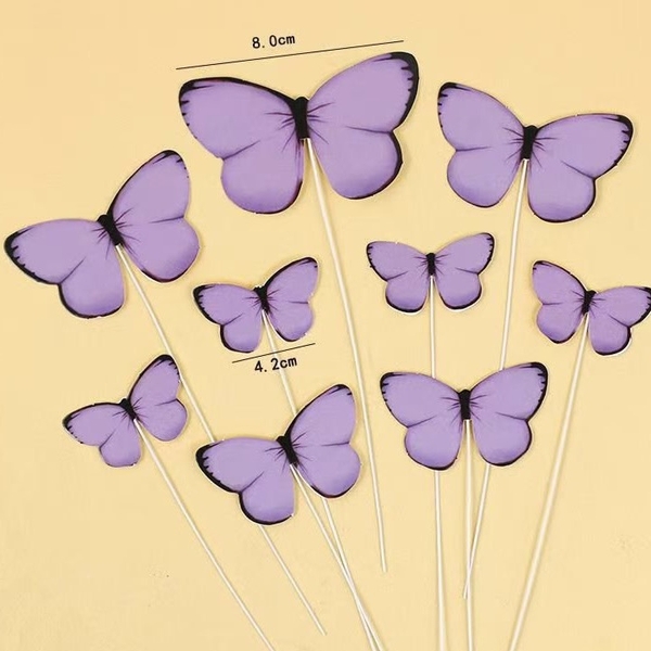 10 Set bướm giấy CÁNH TRÒN -TÍM (9 bướm/set).