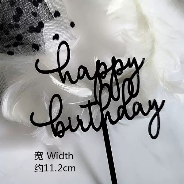 Set 10 mica HPBD chữ kiểu đơn giản -MÀU ĐEN.