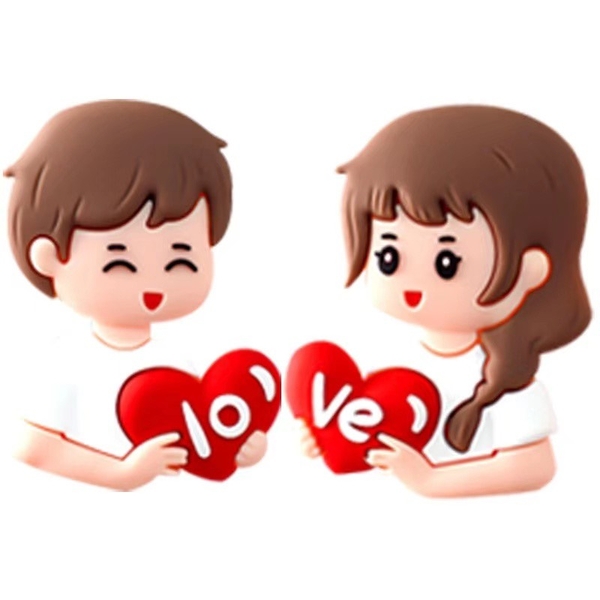 Tượng nhựa dẻo- đôi nam nữ và trái tim đỏ có chữ love.