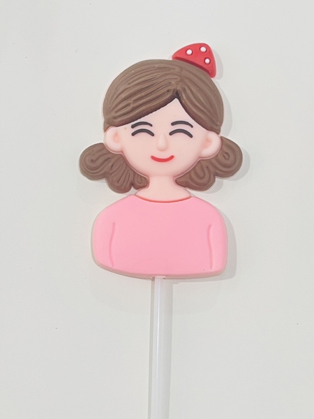Tượng NHỰA DẺO-mẹ áo hồng mũ đỏ.