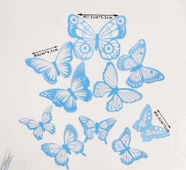 Set 10 bướm nhựa-màu XANH.