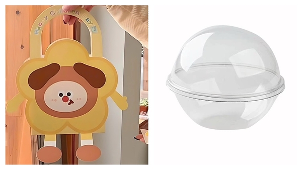 Set 5 hộp quà kute - GẤU nâu vàng  (1 set gồm 1 vỏ giấy và 1 hộp cầu nhựa) (vỏ giấy cán màng nên quai rất chắc chắn).