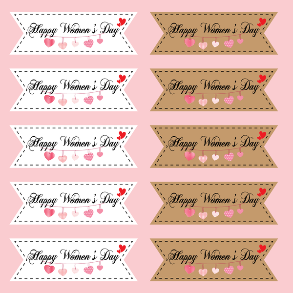 Set 60 thẻ giấy mix 2 màu nâu và trắng- Happy Women's day mẫu 2 (có dây trái tim). (Q9012)
