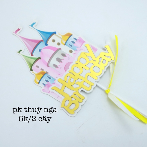 Lâu đài chữ HPBD vàng C30