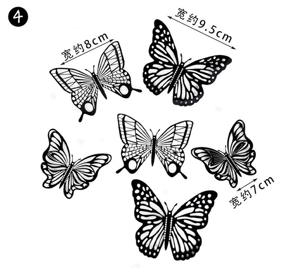 Set 12 bướm giấy mới-MÀU ĐEN.