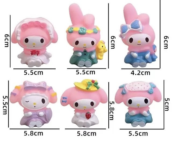 Set 6 tượng Melody nhựa mềm.