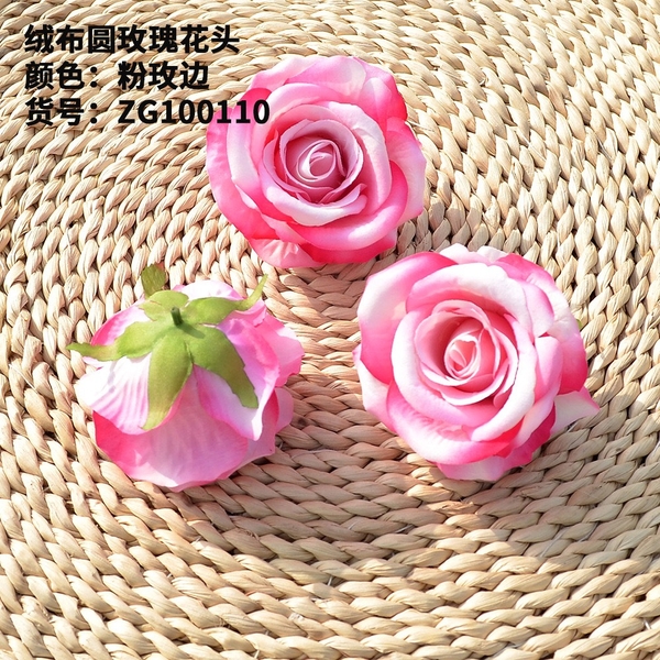 Hoa hồng đẹp (cánh cứng cáp)  kt 10cm-TRẮNG PHA HỒNG NHẠT.