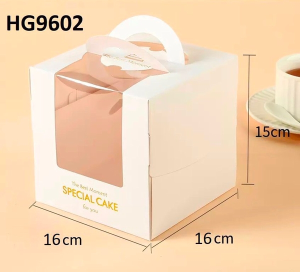 Set 50 hộp giấy cửa sổ trắng Special cake Size 16x16x15cm  (KÈM ĐẾ).