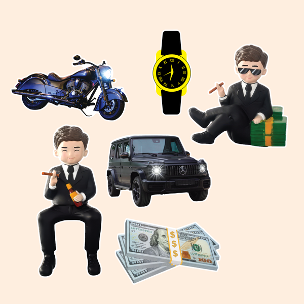 Combo 2 set giấy 2 chàng trai-ô tô-đồng hồ.