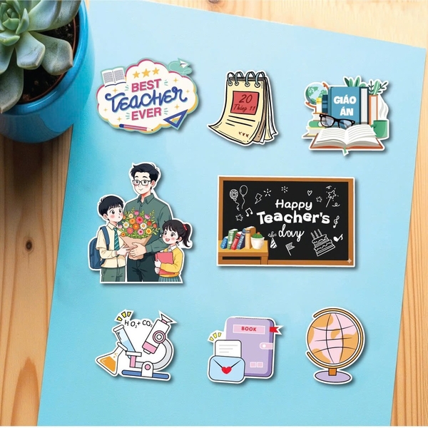 Combo 2 set giấy 20.11 - thầy giáo và 2 học sinh (best teacher ever).